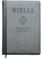 Okładka książki Biblia pierwszego Kościoła z paginat. suwak szary