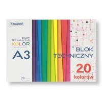 Opakowanie Blok techniczny A3 kolorowy 185g 20 arkuszy