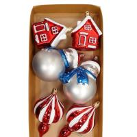 Opakowanie Bombki na choinkę 6szt Domek, Bałwan