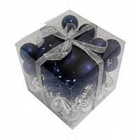 Opakowanie Bombki na choinkę nietłukące 50szt srebrne, granat