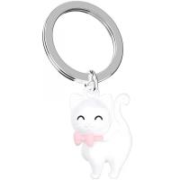 Opakowanie Brelok do kluczy 3D biały kot z kokardą