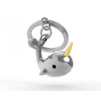 Opakowanie Brelok do kluczy 3D narwal srebrny