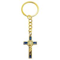 Opakowanie Brelok krzyż benedykta niebieski/złoty