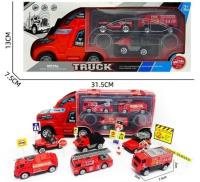 Opakowanie Cieżarówka transportowa straży pożarnej z autami