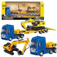 Opakowanie Ciężarówka z naczepą + koparka żółta 1:50