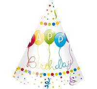 Czapeczki papierowe Happy Birthday 6szt. Wydawca: GODAN. SmakLiter.pl Opakowanie Czapeczki papierowe Happy Birthday 6szt