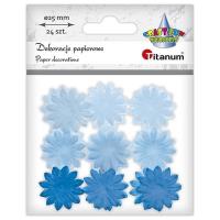 Opakowanie Dekoracje papierowe kwiaty 25mm niebieskie 24szt