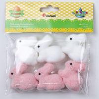 Opakowanie Dekoracje styropianowe króliki flokowane 6szt