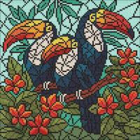 Opakowanie Diamentowa mozaika - Witraż. Trio tukanów 30x30cm