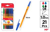 Opakowanie Długopis MP 1.0mm mix kolorów blister 21 sztuk