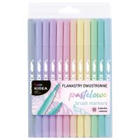 Flamastry dwustronne pastelowe 12 kolorów Brush Kidea. Wydawca: Derform. SmakLiter.pl Opakowanie Flamastry dwustronne pastelowe 12 kolorów Brush Kidea