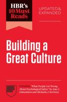 Okładka książki HBR's 10 Must Reads on Building a Great Culture