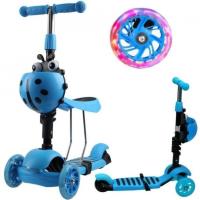 Hulajnoga 3-kołowa 3w1 biedronka niebieska. Wydawca: Enero. SmakLiter.pl Opakowanie Hulajnoga 3-kołowa 3w1 biedronka niebieska