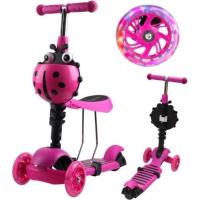 Hulajnoga 3-kołowa 3w1 biedronka różowa. Wydawca: Enero. SmakLiter.pl Opakowanie Hulajnoga 3-kołowa 3w1 biedronka różowa