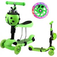 Hulajnoga 3-kołowa 3w1 biedronka zielona. Wydawca: Enero. SmakLiter.pl Opakowanie Hulajnoga 3-kołowa 3w1 biedronka zielona