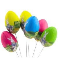 Jajka wielkanocne na druciku Zajączek (6szt). Wydawca: Leantoys. SmakLiter.pl Opakowanie Jajka wielkanocne na druciku Zajączek (6szt)