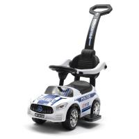 Jeździk z dźwiękiem i rączką Police Biały. Wydawca: Baby Mix. SmakLiter.pl Opakowanie Jeździk z dźwiękiem i rączką Police Biały