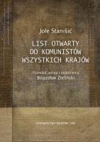 Okładka książki Jole Stanišić, List otwarty do komunistów wszystkich krajów