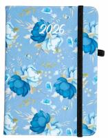 Kalendarz 2025 A6 tyg. Flamenco niebieskie kwiaty. Wydawca: ELEFANT. SmakLiter.pl Opakowanie Kalendarz 2025 A6 tyg. Flamenco niebieskie kwiaty
