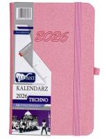 Kalendarz 2026 A6 tygodniowy Techno różowy. Wydawca: ELEFANT. SmakLiter.pl Opakowanie Kalendarz 2026 A6 tygodniowy Techno różowy