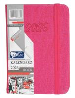Kalendarz 2026 A7 tyg Rock różowy. Wydawca: ELEFANT. SmakLiter.pl Opakowanie Kalendarz 2026 A7 tyg Rock różowy