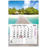 Kalendarz 2026 jednodzielny główka płaska Malediwy. Wydawca: EV-Corp. SmakLiter.pl Opakowanie Kalendarz 2026 jednodzielny główka płaska Malediwy