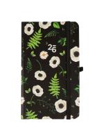 Opakowanie Kalendarz 2026 kieszonkowy tygodniowy Kwiaty na czarnym tle