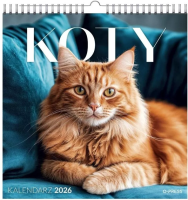 Kalendarz 2026 wieloplanszowy kwadrat Koty. Wydawca: O-press. SmakLiter.pl Opakowanie Kalendarz 2026 wieloplanszowy kwadrat Koty