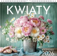 Kalendarz 2026 Wieloplanszowy Kwadrat Kwiaty. Wydawca: O-press. SmakLiter.pl Opakowanie Kalendarz 2026 Wieloplanszowy Kwadrat Kwiaty