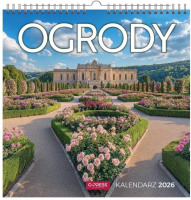 Kalendarz 2026 wieloplanszowy kwadrat Ogrody. Wydawca: O-press. SmakLiter.pl Opakowanie Kalendarz 2026 wieloplanszowy kwadrat Ogrody
