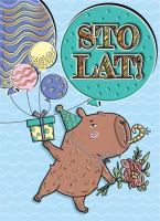 Karnet A5 Urodziny - Kapibara akrobatka. Wydawca: Henry. SmakLiter.pl Opakowanie Karnet A5 Urodziny - Kapibara akrobatka