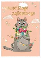 Opakowanie Karnet B6 Kot z bukietem brzoskwinia