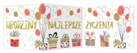 Karnet B6 składany Urodziny - Prezenty. Wydawca: Henry. SmakLiter.pl Opakowanie Karnet B6 składany Urodziny - Prezenty