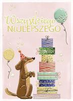 Opakowanie Karnet B6 Urodziny - Jamnik z prezentami