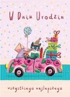 Opakowanie Karnet B6 Urodziny - Kot w aucie