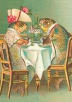 Opakowanie Karnet B6 z kopertą Ryby na kolacji