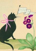 Opakowanie Karnet B6 z kopertą Urodziny Kot z proporczykiem