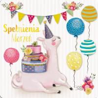 Opakowanie Karnet jednostronny Urodzinowa lama