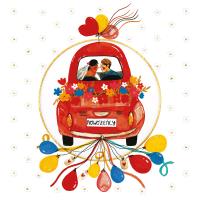 Opakowanie Karnet KW koperta z kółkiem Ślub Garbus