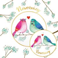 Opakowanie Karnet KW koperta z kółkiem Ślub Ptaki