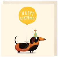 Opakowanie Karnet kwadrat 011 Urodziny Szczeniak z balonem