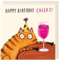 Opakowanie Karnet kwadrat 175 Urodziny Kot Na zdrowie!