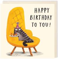 Opakowanie Karnet kwadrat 190 Urodziny Kot z przekąskami