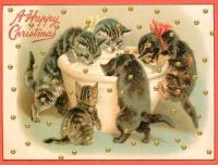 Opakowanie Karnet mini brokat z kopertą Święta Kotki