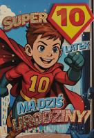 Opakowanie Karnet Urodziny 10 chłopiec - Superbohater