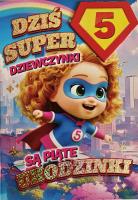 Opakowanie Karnet Urodziny 5 dziewczynka - Superbohaterka