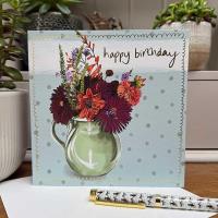 Opakowanie Karnet Urodziny Kwiaty w zielonym wazonie