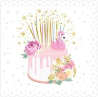 Opakowanie Karnet Urodziny - Lace Flamingo Cake