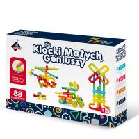 Klocki małych geniuszy Złączki 88 elementów. Wydawca: Askato. SmakLiter.pl Opakowanie Klocki małych geniuszy Złączki 88 elementów