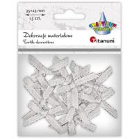 Opakowanie Kokardki materiałowe srebrne 35x25mm 15szt